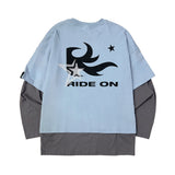 Flame Star Layered Long Sleeve T Pigment Light Blue