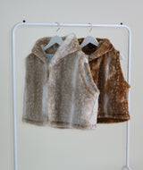 Tier Bambi Fake Fur Hooded Vest (Short Quilted)