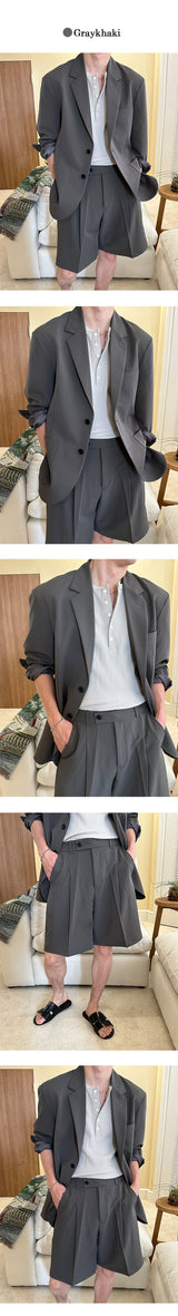 [S/S] Loose fit half set up pants (2color)