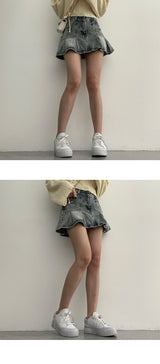 Bobby Vintage Pleated Denim Skirt
