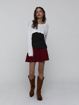 Striped Mini Skirt_Red