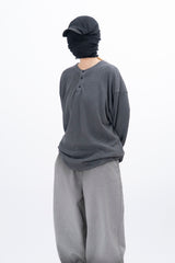 Luo Pigment Henley Neck Long Sleeve T-Shirt