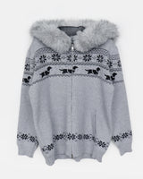 Nua Nordic Fur Two-Way Knit Hood Zip-Up