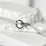 Suede string lettering necklace_grey