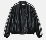  Mirei Two-Way Double Line Biker Leather Jacket