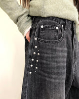 NT Stud Pocket Balloon Fit Washed Denim Long Pants