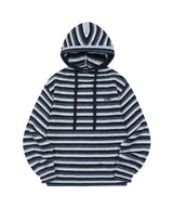 Stripe Turtleneck Balloonfit Hood Knit - NAVY
