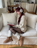 [wool30%] ウッズケーブル ツーウェイニット フード付きジップアップ