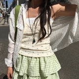 リリー レース フローラル パンチング スリーブレス キャミソール タンクトップ (4 Colors)