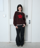 STAR BUTTON KNIT - BROWN