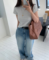 [BELLIDE MADE] Daily Label Semi-Cropped Short-Sleeved T-Shirt