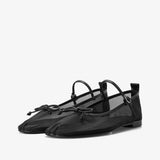 PINTUCK RIBBON FLAT IN BLACK