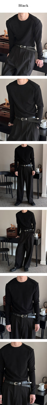 [MUSCLE FIT] Shoulder cutting knit sleeves(3color)