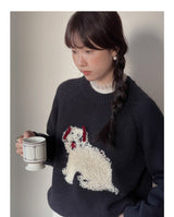 3D Embroidery Ribbon Fleece Deco Knit Sweater