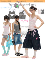 BETWEENAND「Emoticons」Summer basic embroidered striped tank top for women – suitable to be worn as an inner layer or as an outer garment.