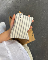 Plain stripe flat pouch - ecru , S size