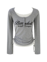 Angel Point Lettering Shirring Tee 233237257