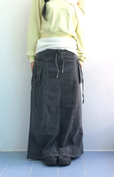Vintage pocket washed long skirt