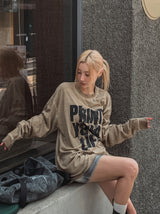 レフトプリントオーバーサイズフィット長袖Tシャツ