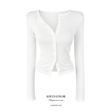 Ribbed Slim Cardigan Top (2color)