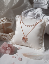 [IU Necklace] バタフライフェアリーレイヤードネックレス - Rosegold Color