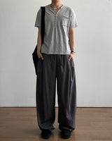Pochi Slub Henley Neck Short Sleeve T