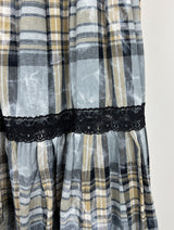 FADE CHECK MAXI SKIRT (2C)