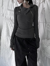 high neck zipper polar T (2color)