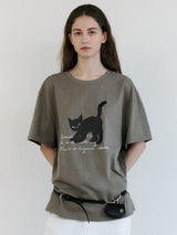 ローラキャットフレンズルーズフィットTシャツ カーキ