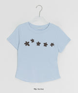 ダルトンフラワープリンティングモーダル半袖Tシャツ