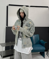 Chris Damage Hooded Denim Jacket