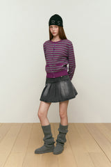 CHERRY STRIPE CARDIGAN [PURPLE]