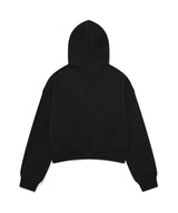 Women’s Oversized Clover Heart Raglan Hooded Zip-Up Black