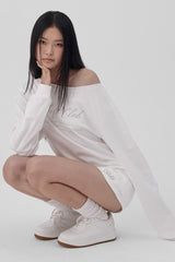 Soft Club one-shoulder sweatshirt, White