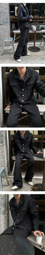 [Unisex] Satin trucker shirts jacket(2color)