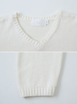 Again Basic Cotton Loose Fit V-neck Knit (5color)