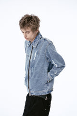 DESTROYED DART TRUCKER JACKET (BLUE)