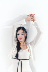 Knit Ribbon Shirring Top Set Ivory
