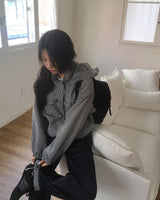 Matheng Frill Checkered Hooded Zip-Up Jumper