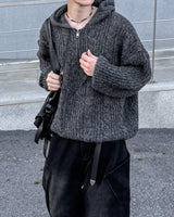 Lune Cable Half Zip-Up Hoodie Knit