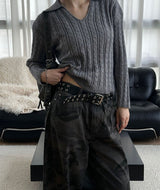 [F/W] Cable v neck kara crop knit(4color)