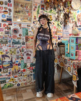 coloring string big cargo wide pants