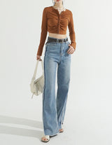 Overlock Side Cutting Denim Pants