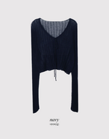 シルキーリボンカシミアボレロニットカーディガン (6color)