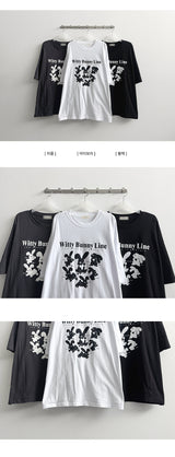 Runan バニーラビット ボックスフィット 半袖Tシャツ
