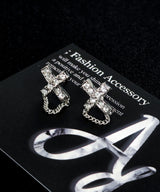Cross cubic chain earrings