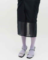 Sheer Shirring Slit Skirt _ BROWN