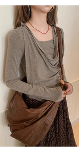 Cozy Soft Shirring Long Sleeve T-shirt