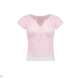 BABY POWDER LACE TEE [PINK]