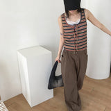 Titan color combination striped strap vest tank top sleeveless